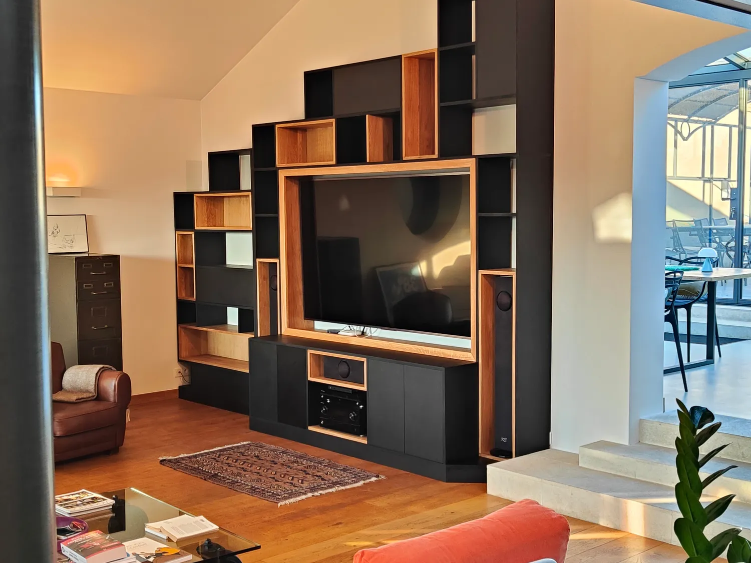 Bibliothèque HIFI, médium noir & chêne — Châteauneuf-du-Pape (84)