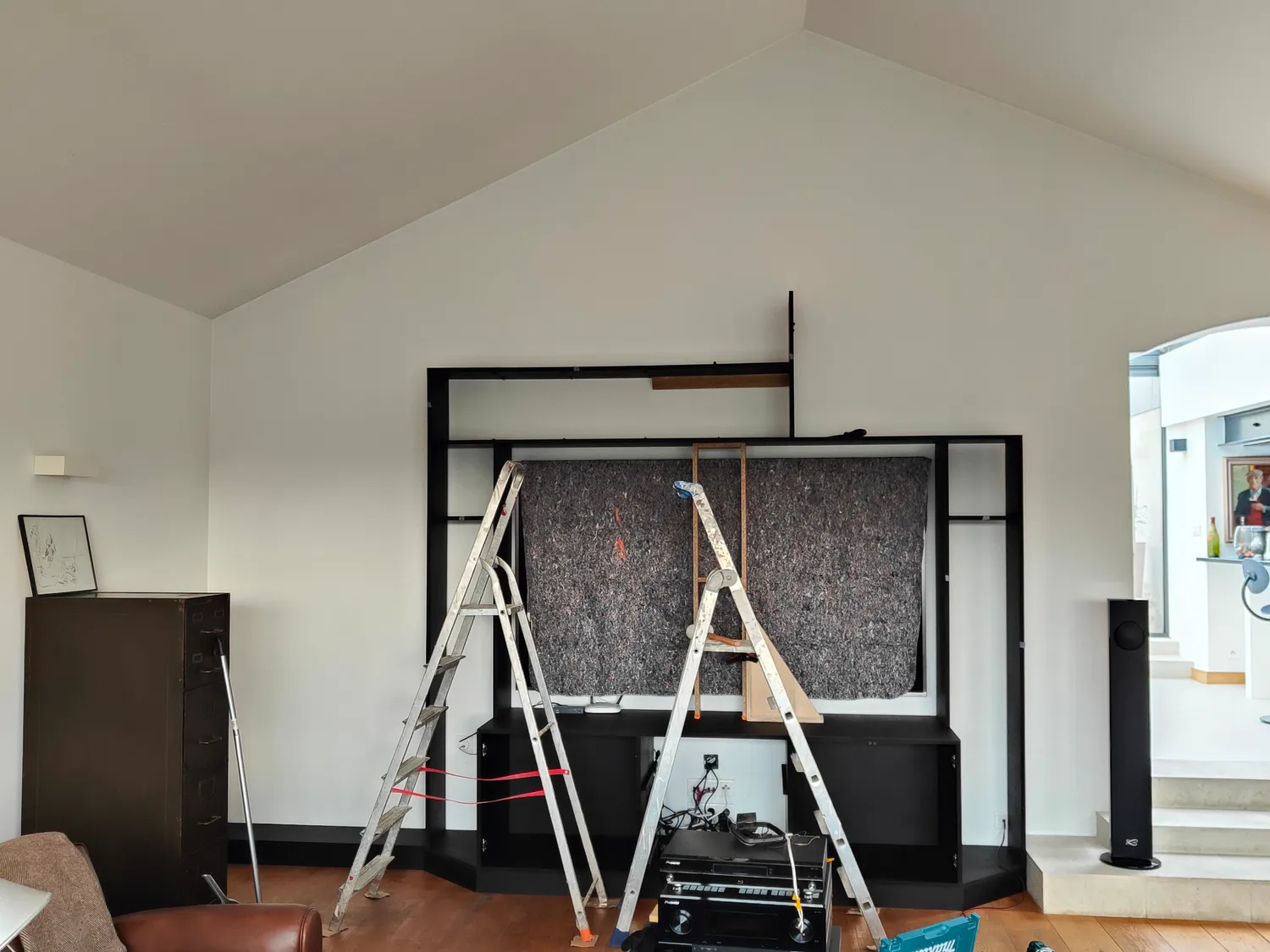Bibliothèque HIFI, médium noir & chêne — Châteauneuf-du-Pape (84)