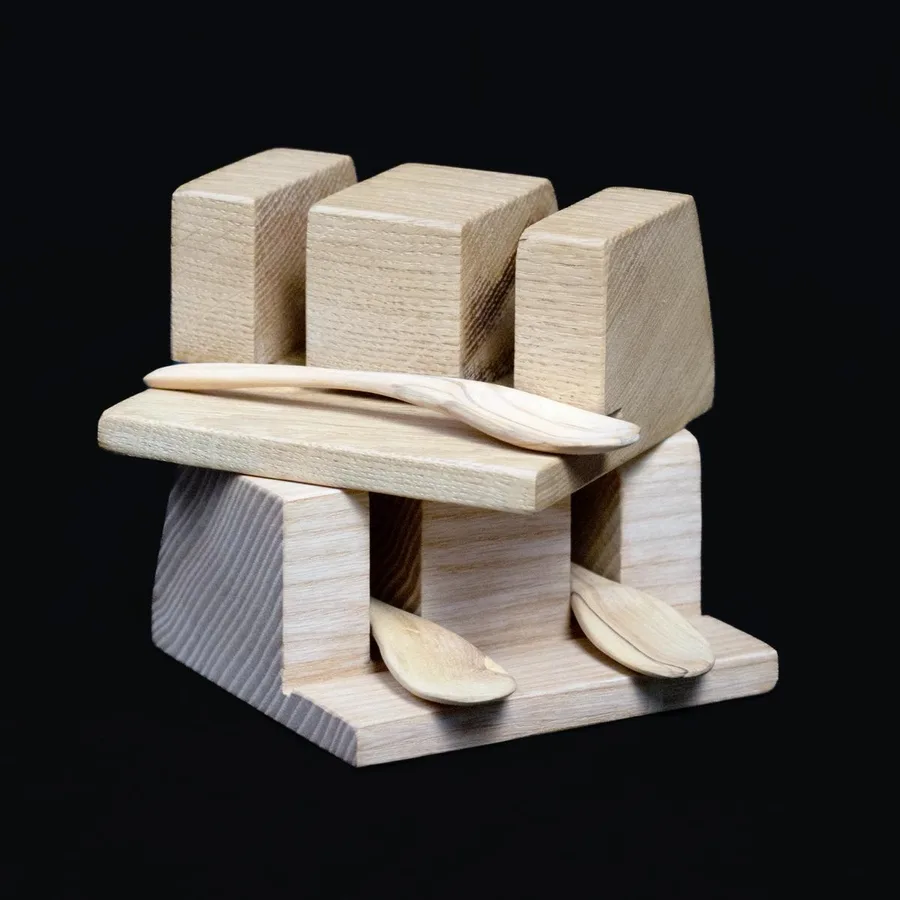 Porte-couverts en bois massif artisanaux